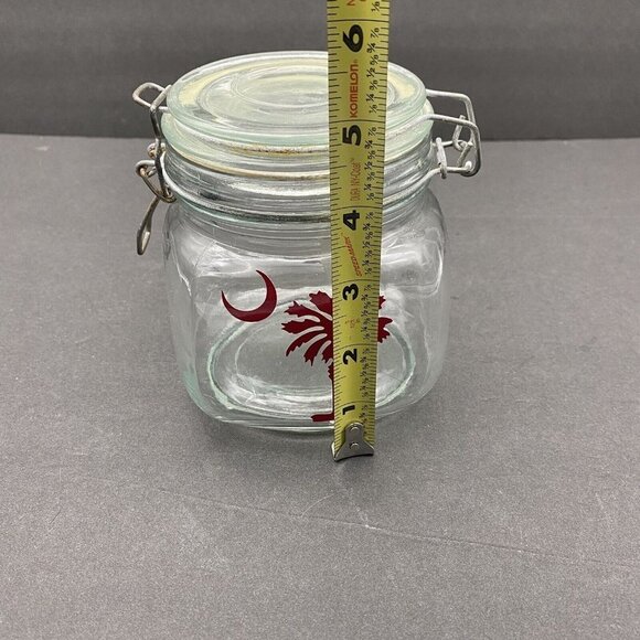 SC State Emblem Glass Jar Snap Lid Palmetto Tree Crescent Moon Storage Tea‎ - Picture 7 of 9